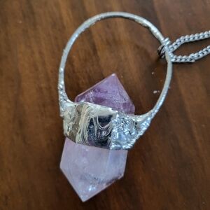 Gorgeous Amethyst and Silver Pendant on silver chain. Statement for anyone!